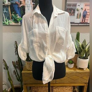 Gauzy Button Down Top